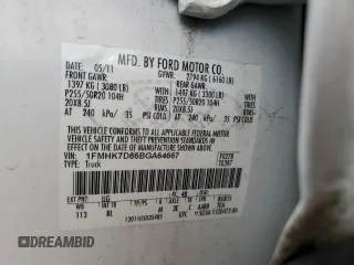 2011 Ford Explorer XLT с VIN 1FMHK7D86BGA64667, выставлен на аукционе Copart как лот 53085505 с пробегом Не указан миль и Чистый • Clean title. История ставок и продаж доступна на DreamBid. Изображение 13.