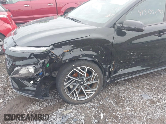 2023 Hyundai Kona N Line with VIN KM8K33A39PU989957, listed as a IAAI auction lot 41505290 with 29,134 mi miles and . Bid and sale history available at DreamBid. Image 6.