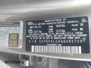 2016 Kia Optima SXL Turbo z VIN 5XXGV4L24GG085759, wystawiony jako IAAI lot #42179979 z przebiegiem 105 318 mil mil oraz . Historia ofert i sprzedaży dostępna na DreamBid. Obrazek 9.