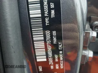 2023 Alfa Romeo Giulia Veloce z VIN ZARFAMBN6P7676600, wystawiony jako Copart lot #54583925 z przebiegiem 14 910 mil mil oraz Szkody całkowita. Historia ofert i sprzedaży dostępna na DreamBid. Obrazek 13.
