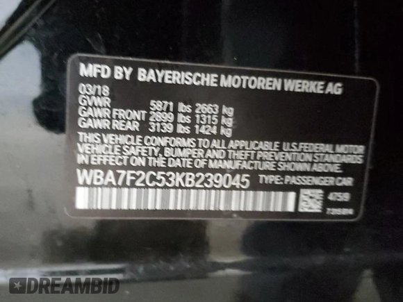 2019 BMW 7 Series 750i xDrive с VIN WBA7F2C53KB239045, выставлен на аукционе Copart как лот 51090855 с пробегом 95 043 миль миль и Чистый • Clean title. История ставок и продаж доступна на DreamBid. Изображение 13.
