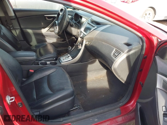 2012 Hyundai Elantra Limited with VIN KMHDH4AE7CU362802, listed as a IAAI auction lot 41586925 with 181,240 mi miles. Bid and sale history available at carsss.com. Image 5.