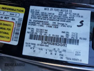 2017 Ford Fusion SE with VIN 3FA6P0HD8HR343492, listed as a Copart auction lot 49916865 with 228,965 mi miles and Salvage Title. Bid and sale history available at DreamBid. Image 14.