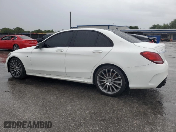 2019 Mercedes-Benz C 43 AMG with VIN 55SWF6EBXKU301576, listed as a Copart auction lot 56578005 with 98,509 mi miles and Salvage title. Bid and sale history available at DreamBid. Image 2.