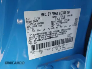 2021 Ford Mustang Mach-E Premium with VIN 3FMTK3SU3MMA08066, listed as a IAAI auction lot 42004604 with 36,504 mi miles and . Bid and sale history available at DreamBid. Image 9.