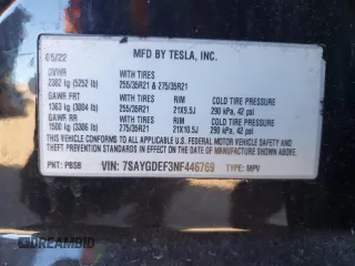 2022 Tesla Model Y Performance z VIN 7SAYGDEF3NF446769, wystawiony jako Copart lot #83702074 z przebiegiem 32 895 mil mil oraz Szkoda całkowita • Salvage title. Historia ofert i sprzedaży dostępna na DreamBid. Obrazek 14.