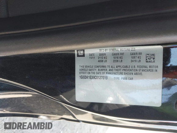 2012 Cadillac CTS with VIN 1G6DA1E39C0127019, listed as a IAAI auction lot 41777628 with 180,808 mi miles and . Bid and sale history available at DreamBid. Image 9.