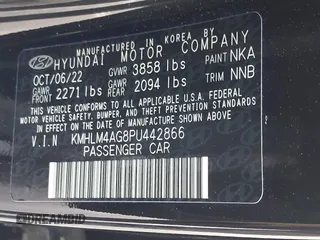 2023 Hyundai Elantra SEL with VIN KMHLM4AG8PU442866, listed as a IAAI auction lot 41790018 with 14,454 mi miles and . Bid and sale history available at DreamBid. Image 9.