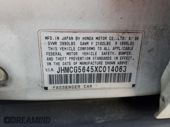 1999 Honda Accord LX z VIN JHMCG5645XC014063, wystawiony jako Copart lot #43207105 z przebiegiem Nie podano mil oraz Szkoda całkowita • Salvage title. Historia ofert i sprzedaży dostępna na DreamBid. Obrazek 14.