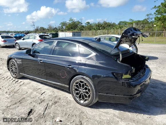 2021 Genesis G80 2.5T with VIN KMTGB4SC5MU046866, listed as a Copart auction lot 76997434 with 68,111 mi miles and Salvage Title. Bid and sale history available at carsss.com. Image 2.