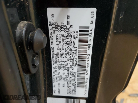 2010 Toyota Tacoma with VIN 5TENX4CN0AZ697347, listed as a Copart auction lot 44120385 with 0 mi miles and Salvage Title. Bid and sale history available at carsss.com. Image 12.