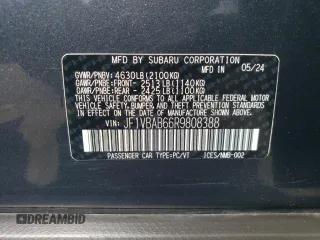 2024 Subaru WRX with VIN JF1VBAB66R9808388, listed as a Copart auction lot 54313795 with 9,666 mi miles and Salvage title. Bid and sale history available at DreamBid. Image 12.
