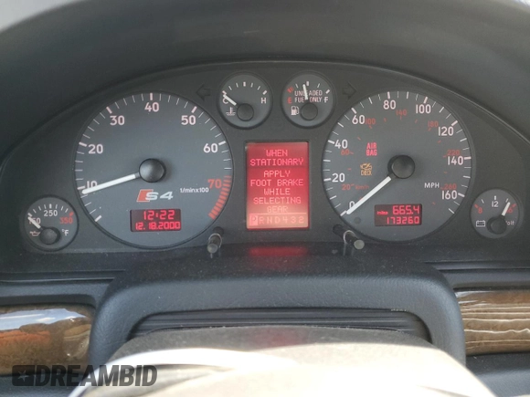 2002 Audi S4 with VIN WAURD68D82A001090, listed as a Copart auction lot 53684755 with 173,260 mi miles and Clean Title. Bid and sale history available at carsss.com. Image 9.