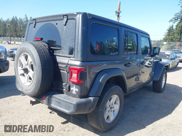 2019 Jeep Wrangler Unlimited Sport S with VIN 1C4HJXDG2KW558562, listed as a IAAI auction lot 42100717 with Not provided miles and . Bid and sale history available at DreamBid. Image 4.