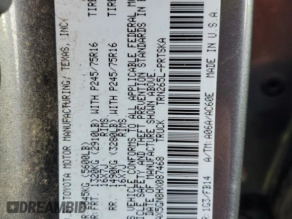 2017 Toyota Tacoma SR z VIN 5TFAX5GN8HX087468, wystawiony jako Copart lot #49354265 z przebiegiem 156 991 mil mil oraz Szkoda całkowita • Salvage title. Historia ofert i sprzedaży dostępna na DreamBid. Obrazek 14.