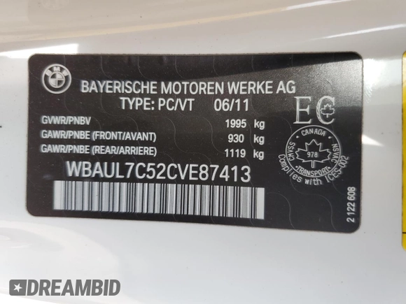 2012 BMW 1 Series 128i with VIN WBAUL7C52CVE87413, listed as a Copart auction lot 60557095 with 148,311 mi miles and Clean title. Bid and sale history available at DreamBid. Image 13.