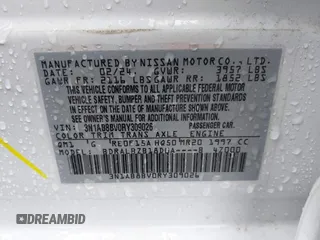 2024 Nissan Sentra S with VIN 3N1AB8BV0RY309026, listed as a IAAI auction lot 42232473 with 7,477 mi miles and . Bid and sale history available at DreamBid. Image 9.