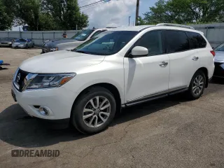 2014 Nissan Pathfinder S z VIN 5N1AR2MM8EC600348, wystawiony jako Copart lot #59354785 z przebiegiem 115 115 mil mil oraz Szkoda całkowita • Salvage title. Historia ofert i sprzedaży dostępna na DreamBid. Obrazek 1.
