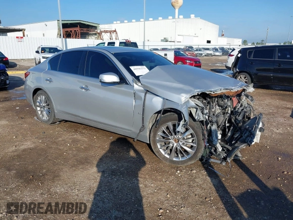 2020 Infiniti Q50 with VIN JN1EV7AR1LM255608, listed as a IAAI auction lot 40996273 with 89,540 mi miles and . Bid and sale history available at DreamBid. Image 1.
