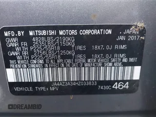 2017 Mitsubishi Outlander SE z VIN JA4AZ3A34HZ033833, wystawiony jako IAAI lot #41608628 z przebiegiem 80 382 mil mil oraz . Historia ofert i sprzedaży dostępna na DreamBid. Obrazek 9.