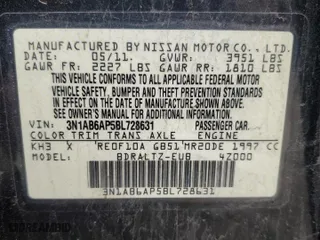 2011 Nissan Sentra 2.0 SR with VIN 3N1AB6AP5BL728631, listed as a Copart auction lot 46894355 with 144,903 mi miles and Salvage Title. Bid and sale history available at carsss.com. Image 15.