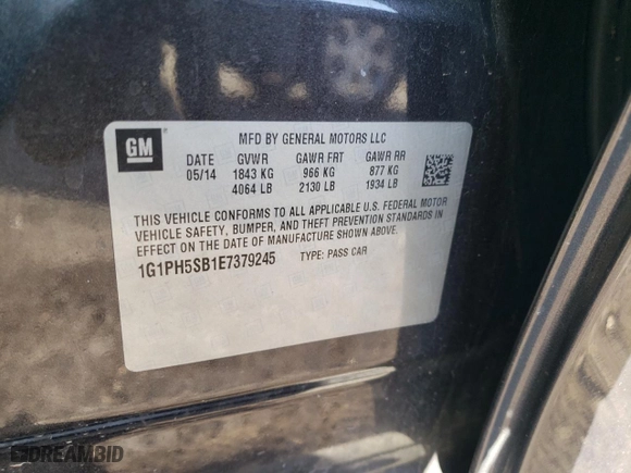 2014 Chevrolet Cruze ECO with VIN 1G1PH5SB1E7379245, listed as a Copart auction lot 44494015 with 172,294 mi miles and Salvage Title. Bid and sale history available at carsss.com. Image 12.