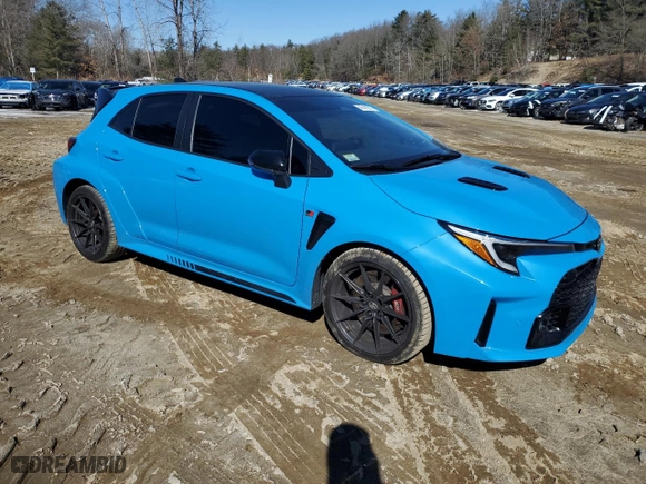 2024 Toyota GR Corolla Core with VIN JTNABAAE1RA015138, listed as a Copart auction lot 47418015 with 7,353 mi miles and Salvage Title. Bid and sale history available at carsss.com. Image 4.