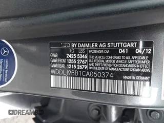 2012 Mercedes-Benz CLS 550 with VIN WDDLJ9BB1CA050374, listed as a IAAI auction lot 41883964 with 61,748 mi miles and . Bid and sale history available at DreamBid. Image 9.