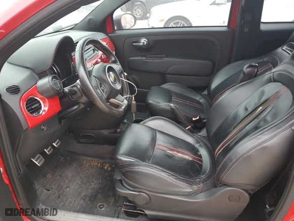 2015 FIAT 500 Abarth with VIN 3C3CFFFH4FT555707, listed as a Copart auction lot 79577614 with 0 mi miles and Salvage Title. Bid and sale history available at carsss.com. Image 7.
