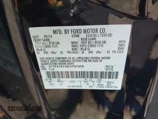 2014 Ford F-150 XL with VIN 1FTFX1EF5EKF67275, listed as a IAAI auction lot 42535512 with 88,181 mi miles and . Bid and sale history available at DreamBid. Image 9.