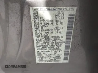 2008 Nissan Xterra X z VIN 5N1AN08WX8C504057, wystawiony jako IAAI lot #42111652 z przebiegiem 228 298 mil mil oraz . Historia ofert i sprzedaży dostępna na DreamBid. Obrazek 9.