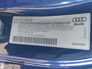 2013 Audi S5 Premium Plus with VIN WAUCGAFR0DA009850, listed as a IAAI auction lot 41351774 with 117,992 mi miles. Bid and sale history available at carsss.com. Image 8.