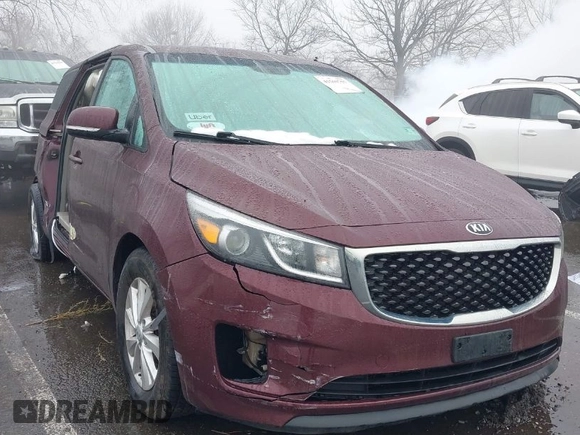 2016 Kia Sedona LX with VIN KNDMB5C17G6144987, listed as a IAAI auction lot 41569757 with 164,539 mi miles. Bid and sale history available at carsss.com. Image 1.