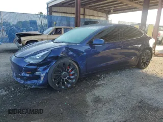 2023 Tesla Model 3 Performance z VIN 5YJ3E1EC5PF634178, wystawiony jako Copart lot #52530845 z przebiegiem 22 618 mil mil oraz Szkoda całkowita • Salvage title. Historia ofert i sprzedaży dostępna na DreamBid. Obrazek 1.
