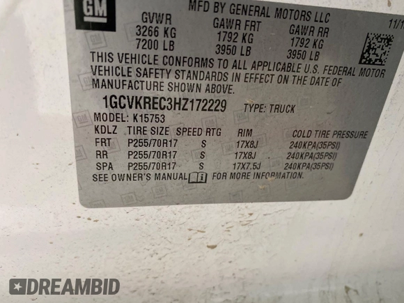 2017 Chevrolet Silverado 1500 LT with VIN 1GCVKREC3HZ172229, listed as a IAAI auction lot 42284142 with 123,647 mi miles and . Bid and sale history available at DreamBid. Image 24.