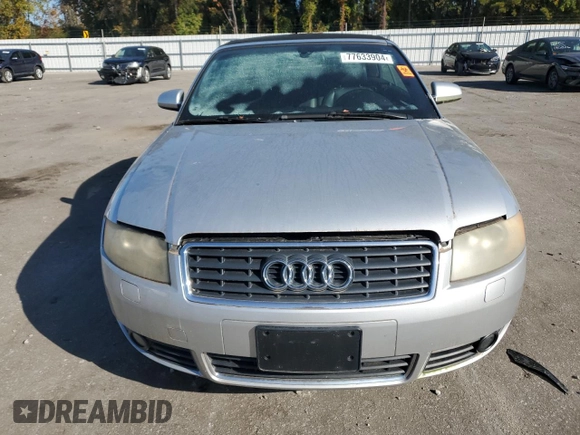 2005 Audi A4 1.8T with VIN WAUAC48H05K007522, listed as a Copart auction lot 77633904 with 151,292 mi miles and Salvage Title. Bid and sale history available at carsss.com. Image 5.