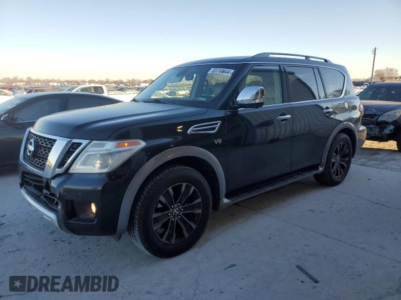 2017 Nissan Armada SL with VIN JN8AY2ND6H9005803, listed as a Copart auction lot 83749644 with 113,310 mi miles and Salvage Title. Bid and sale history available at carsss.com. Image 1.