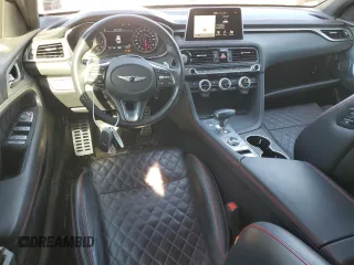 2019 Genesis G70 3.3T Advanced with VIN KMTG34LE6KU015085, listed as a Copart auction lot 87007704 with 58,335 mi miles and Salvage Title. Bid and sale history available at carsss.com. Image 8.