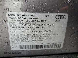 2021 Audi e-tron Premium Plus with VIN WA1LAAGEXMB017927, listed as a Copart auction lot 83877554 with 54,348 mi miles and Salvage Title. Bid and sale history available at DreamBid. Image 14.