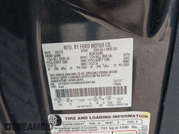 2013 Ford F-150 XL с VIN 1FTEW1CM8DKE86740, выставлен на аукционе IAAI как лот 42622325 с пробегом 164 813 миль миль и . История ставок и продаж доступна на DreamBid. Изображение 9.
