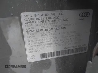 2020 Audi Q3 Premium z VIN WA1AECF30L1052472, wystawiony jako IAAI lot #41886809 z przebiegiem 101 600 mil mil oraz . Historia ofert i sprzedaży dostępna na DreamBid. Obrazek 9.