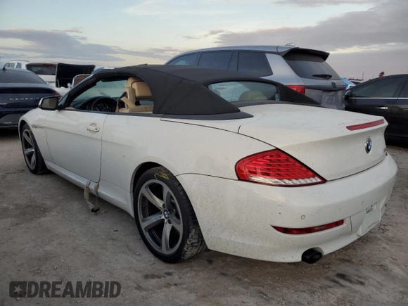 2010 BMW 6 Series 650i with VIN WBAEB5C5XAC225947, listed as a Copart auction lot 75091664 with 0 mi miles and Salvage Title. Bid and sale history available at carsss.com. Image 2.