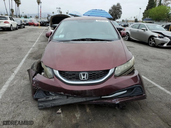 2013 Honda Civic Sdn LX with VIN 19XFB2F58DE290990, listed as a Copart auction lot 53482355 with 180,937 mi miles and Salvage Title. Bid and sale history available at carsss.com. Image 5.