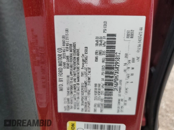 2016 Ford Fusion SE with VIN 3FA6P0H7XGR295812, listed as a Copart auction lot 60221275 with 137,873 mi miles and Salvage title. Bid and sale history available at DreamBid. Image 12.