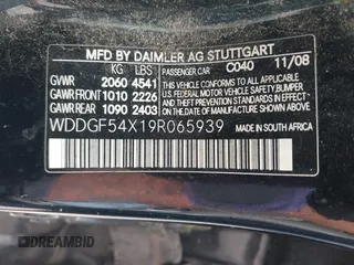 2009 Mercedes-Benz C 300 Sport with VIN WDDGF54X19R065939, listed as a IAAI auction lot 42193120 with 197,331 mi miles and . Bid and sale history available at DreamBid. Image 9.