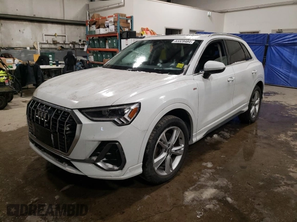 2020 Audi Q3 S line Prestige with VIN WA1FECF38L1036901, listed as a Copart auction lot 83328484 with 63,939 mi miles and Non Repairable. Bid and sale history available at carsss.com. Image 1.