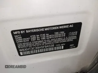 2017 BMW X1 xDrive28i with VIN WBXHT3C39H5F84338, listed as a IAAI auction lot 42400168 with 48,673 mi miles and . Bid and sale history available at DreamBid. Image 9.
