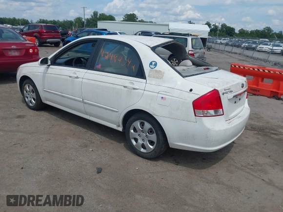 2009 Kia Spectra EX with VIN KNAFE221595606467, listed as a IAAI auction lot 42484042 with 217,439 mi miles and . Bid and sale history available at DreamBid. Image 3.