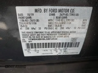 2020 Ford Explorer with VIN 1FMSK8BH9LGB12534, listed as a IAAI auction lot 41282799 with 114,909 mi miles. Bid and sale history available at carsss.com. Image 9.