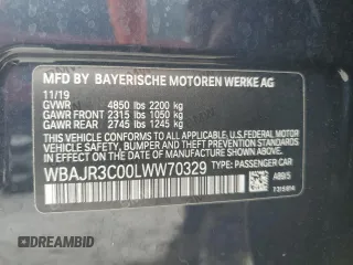 2020 BMW 5 Series 530i with VIN WBAJR3C00LWW70329, listed as a Copart auction lot 62140015 with 26,563 mi miles and Salvage title. Bid and sale history available at DreamBid. Image 12.